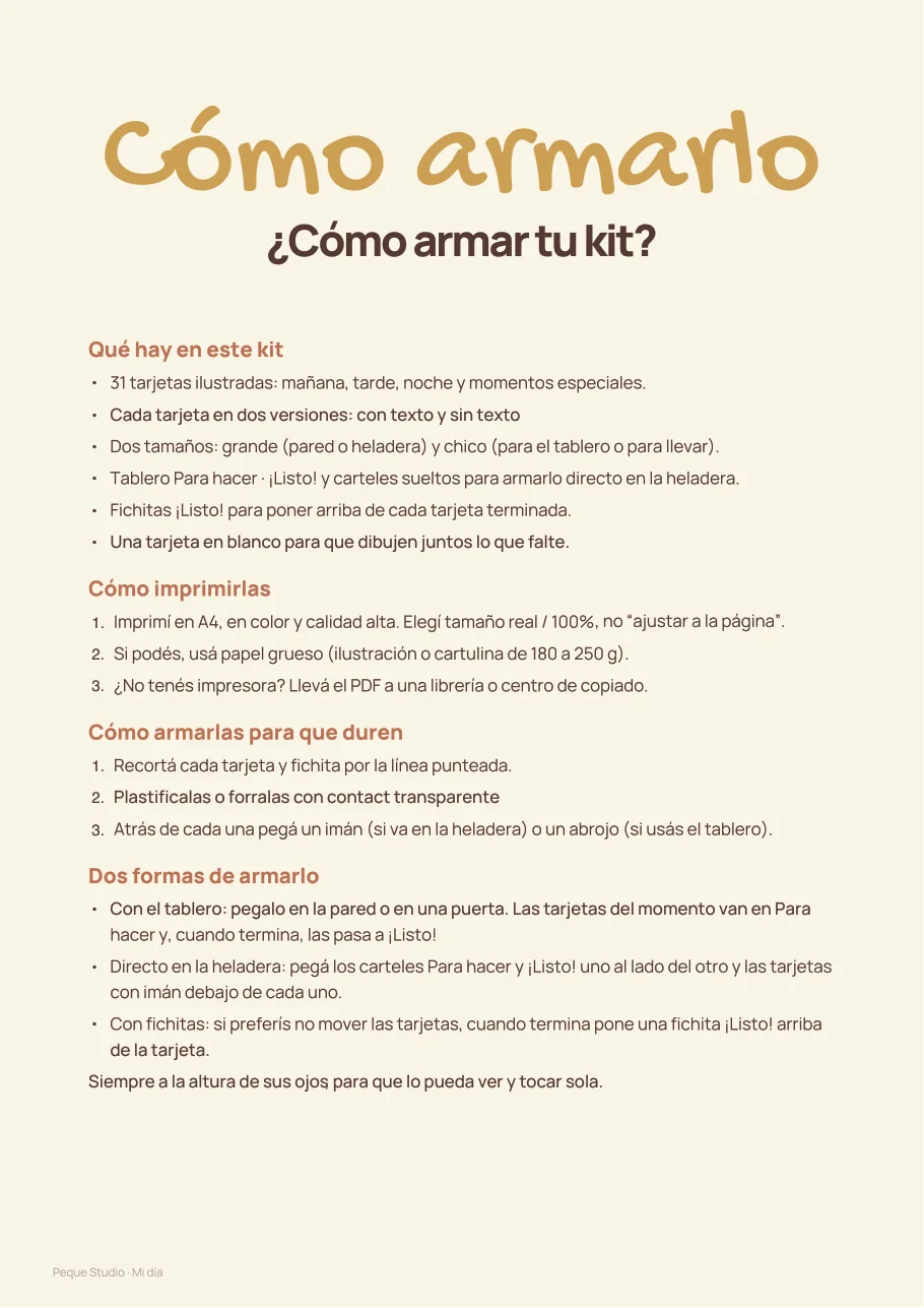 Página de la guía de armado